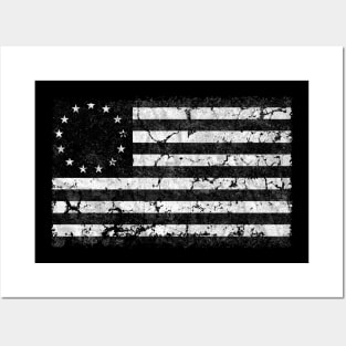 US Flag 1776, Black and White Posters and Art